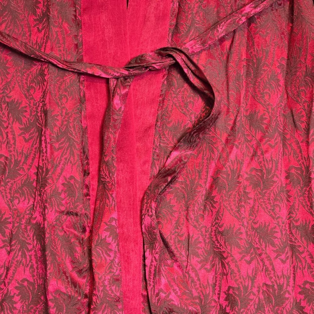 Victoria's Secret Women's Floral Hot Pink‎ Satin Tie Belt Robe Size M/L Sexy - Picture 3 of 11